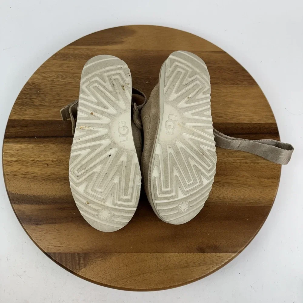 Big Kids Ugg Goldenstar Beige Suede Slingback Platform Slide Clogs Size‎ 5 Y GUC